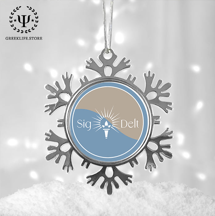Sigma Delta Tau Christmas Ornament - Snowflake Metal