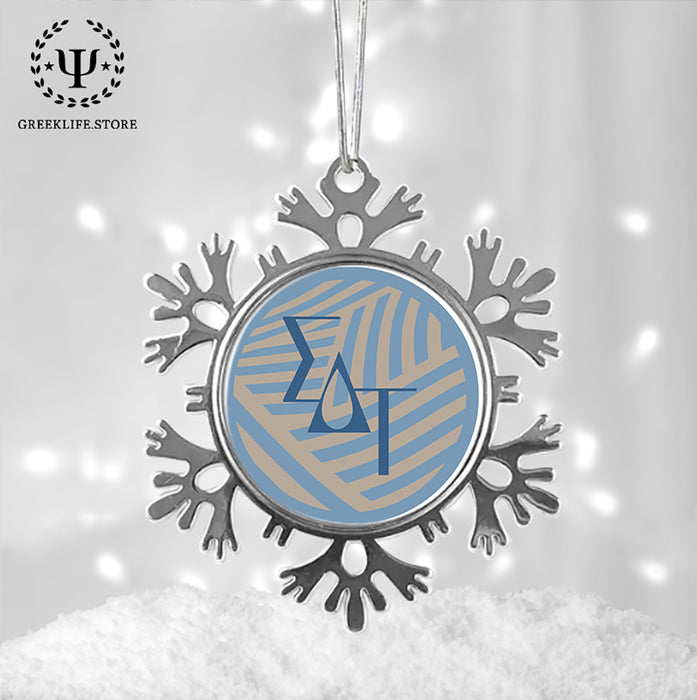Sigma Delta Tau Christmas Ornament - Snowflake Metal