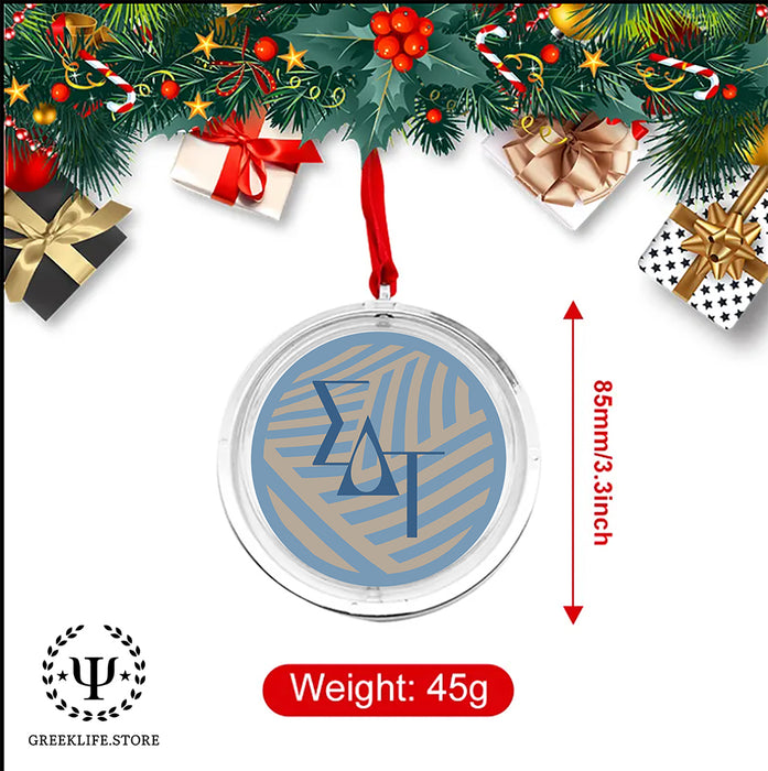 Sigma Delta Tau Christmas Reversible Flat Round Ornament