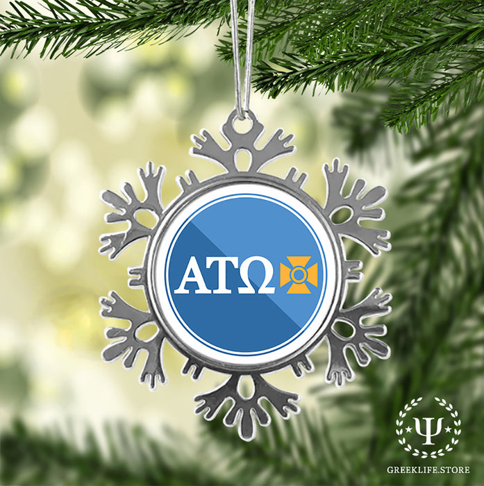 Alpha Tau Omega Christmas Ornament - Snowflake Metal
