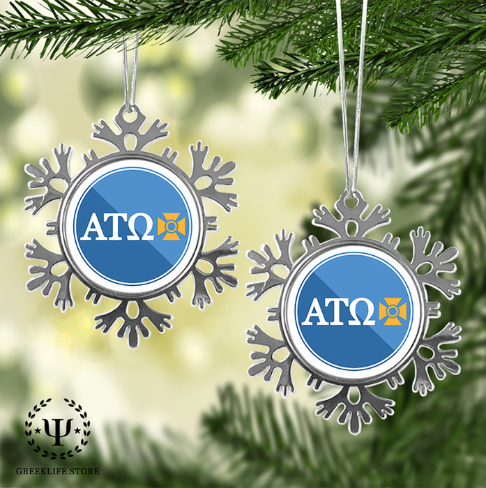 Alpha Tau Omega Christmas Ornament - Snowflake Metal