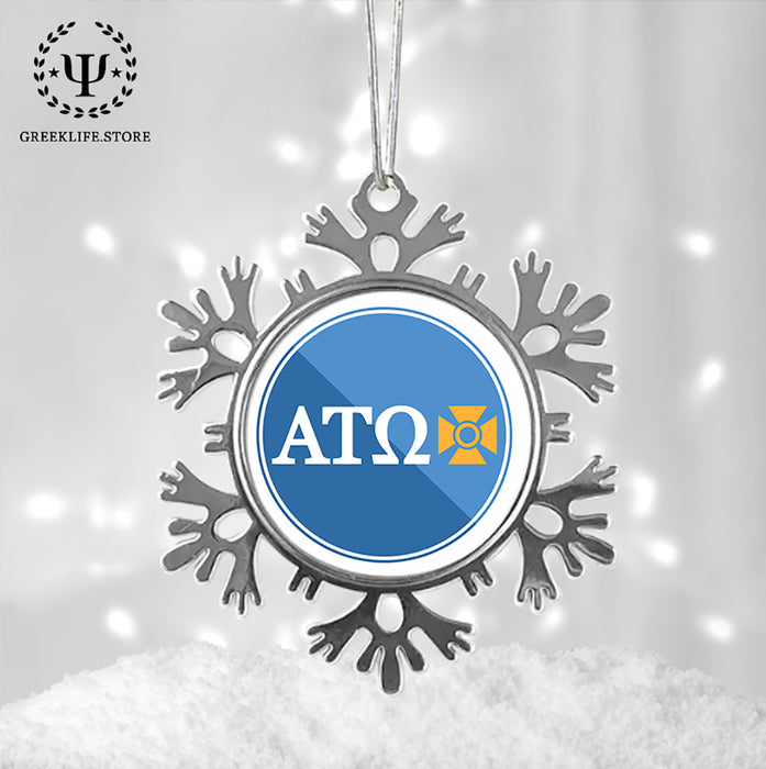 Alpha Tau Omega Christmas Ornament - Snowflake Metal