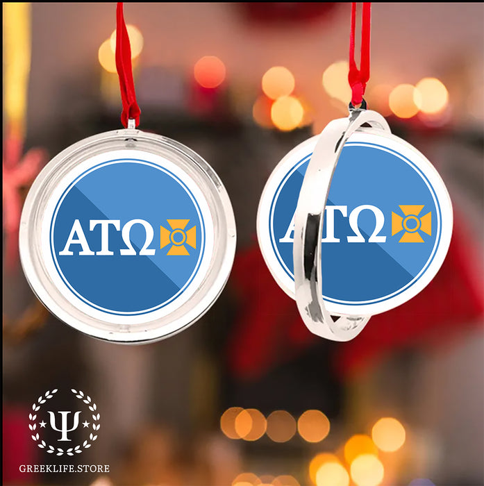 Alpha Tau Omega Christmas Reversible Flat Round Ornament