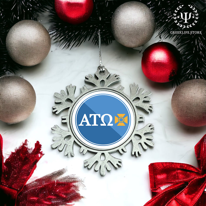 Alpha Tau Omega Christmas Ornament - Snowflake Metal