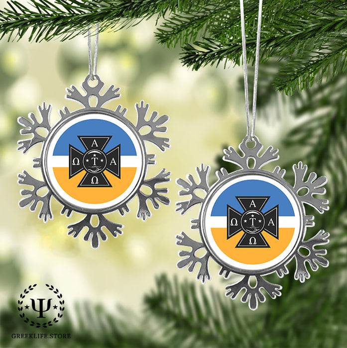 Alpha Tau Omega Christmas Ornament - Snowflake Metal