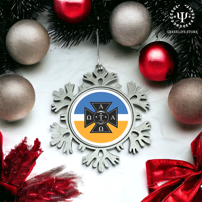 Alpha Tau Omega Christmas Ornament - Snowflake Metal