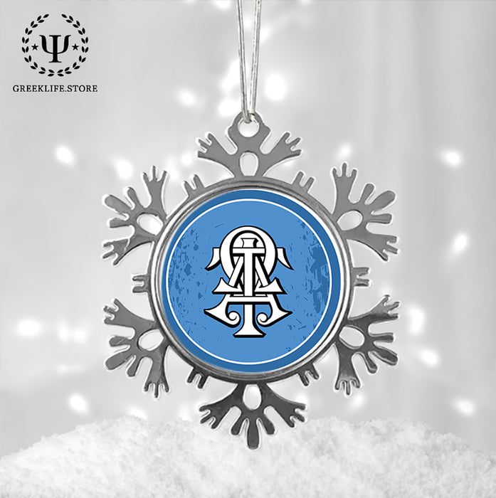 Alpha Tau Omega Christmas Ornament - Snowflake Metal