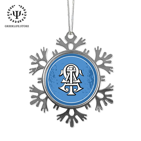 Alpha Tau Omega Christmas Ornament - Snowflake Metal
