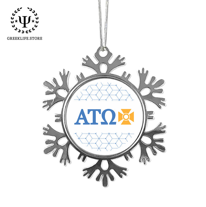 Alpha Tau Omega Christmas Ornament - Snowflake Metal