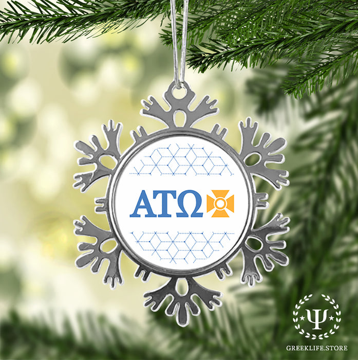 Alpha Tau Omega Christmas Ornament - Snowflake Metal