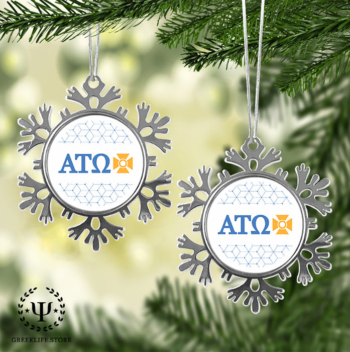 Alpha Tau Omega Christmas Ornament - Snowflake Metal