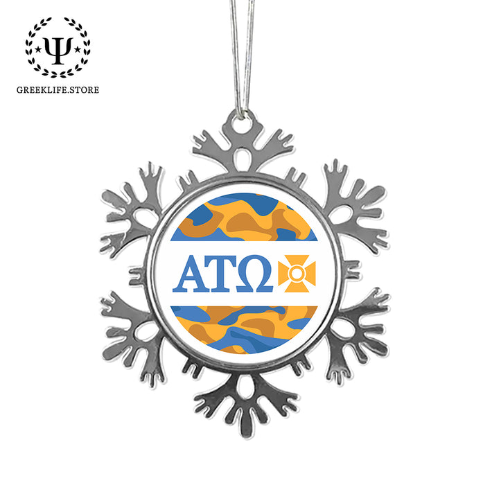 Alpha Tau Omega Christmas Ornament - Snowflake Metal