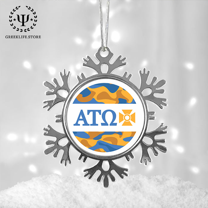 Alpha Tau Omega Christmas Ornament - Snowflake Metal