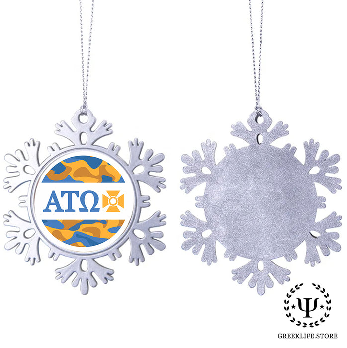 Alpha Tau Omega Christmas Ornament - Snowflake Metal
