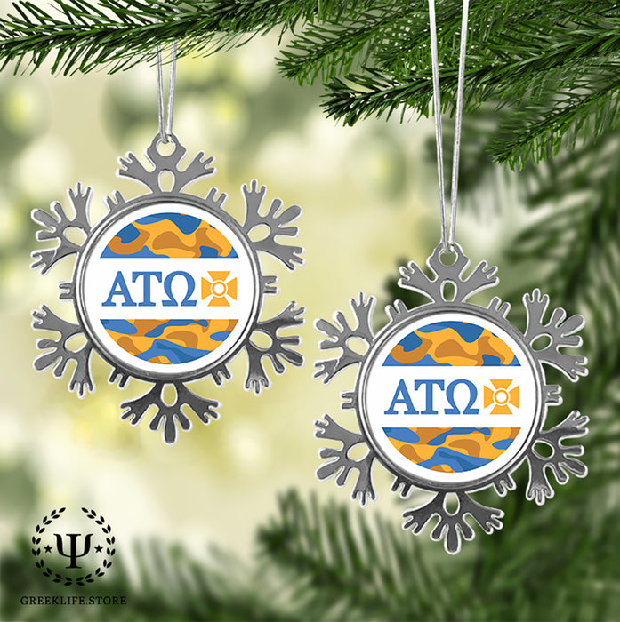 Alpha Tau Omega Christmas Ornament - Snowflake Metal