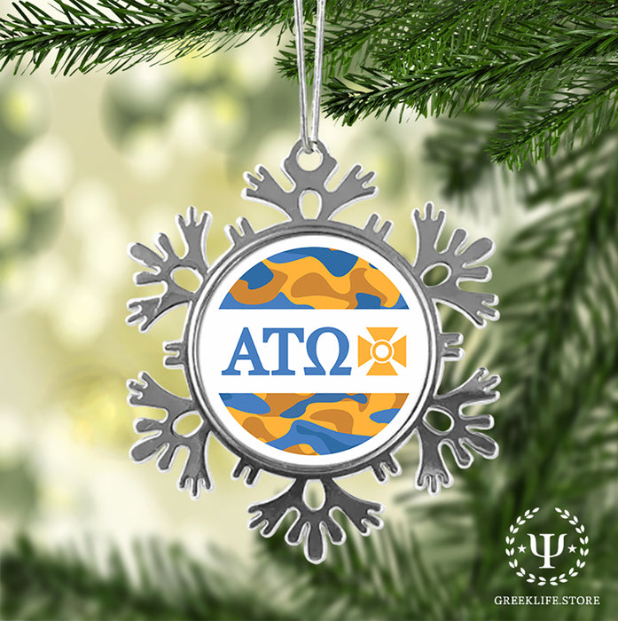 Alpha Tau Omega Christmas Ornament - Snowflake Metal