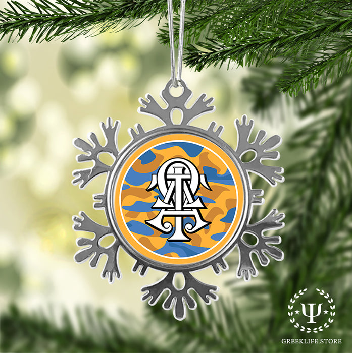 Alpha Tau Omega Christmas Ornament - Snowflake Metal