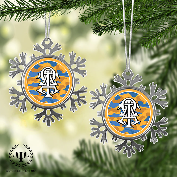 Alpha Tau Omega Christmas Ornament - Snowflake Metal