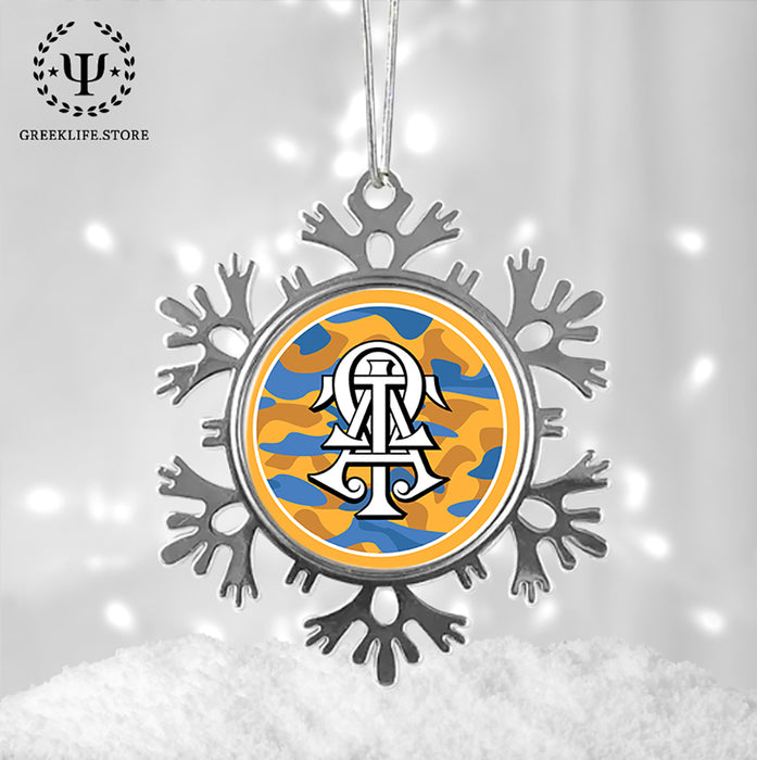 Alpha Tau Omega Christmas Ornament - Snowflake Metal
