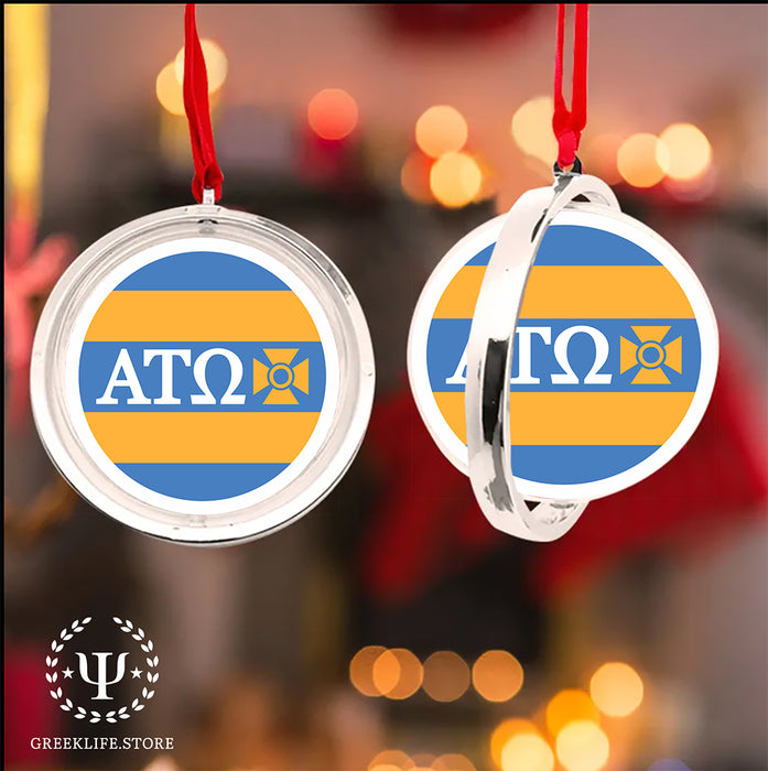 Alpha Tau Omega Christmas Reversible Flat Round Ornament