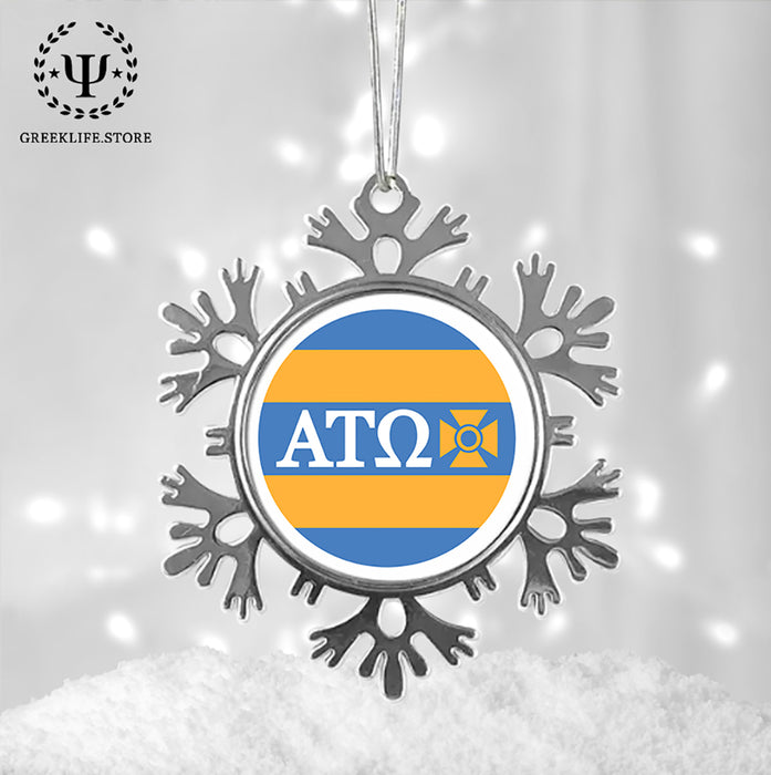 Alpha Tau Omega Christmas Ornament - Snowflake Metal