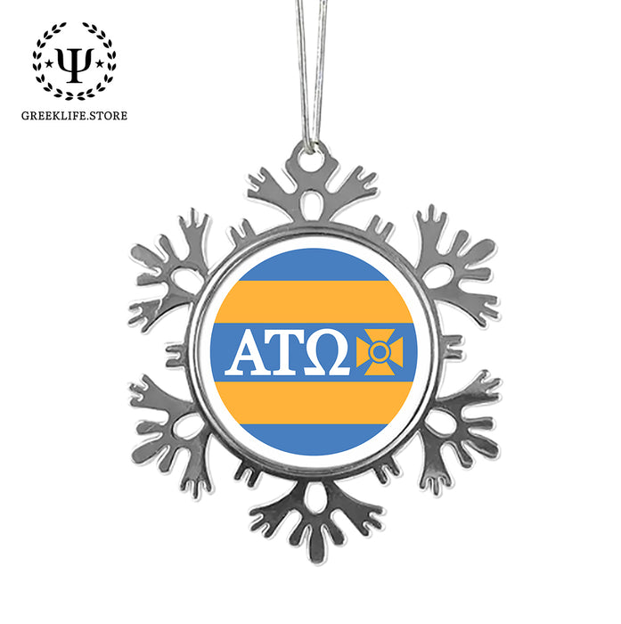 Alpha Tau Omega Christmas Ornament - Snowflake Metal