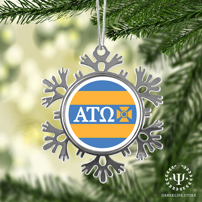 Alpha Tau Omega Christmas Ornament - Snowflake Metal