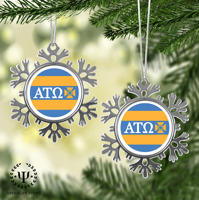 Alpha Tau Omega Christmas Ornament - Snowflake Metal