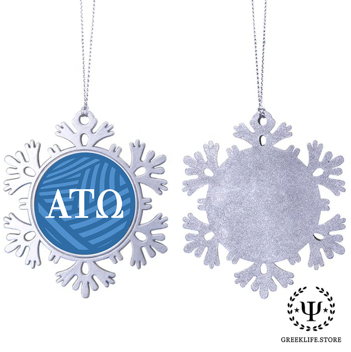 Alpha Tau Omega Christmas Ornament - Snowflake Metal
