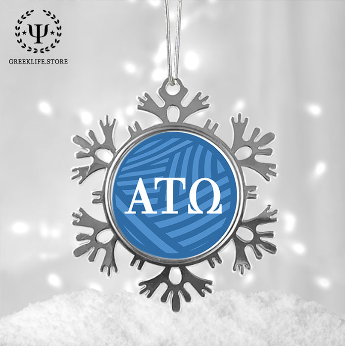 Alpha Tau Omega Christmas Ornament - Snowflake Metal