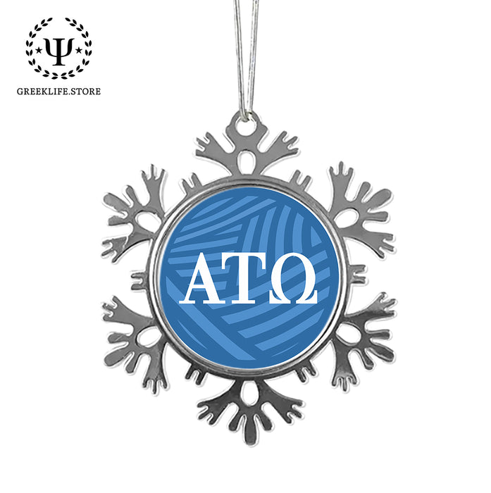 Alpha Tau Omega Christmas Ornament - Snowflake Metal