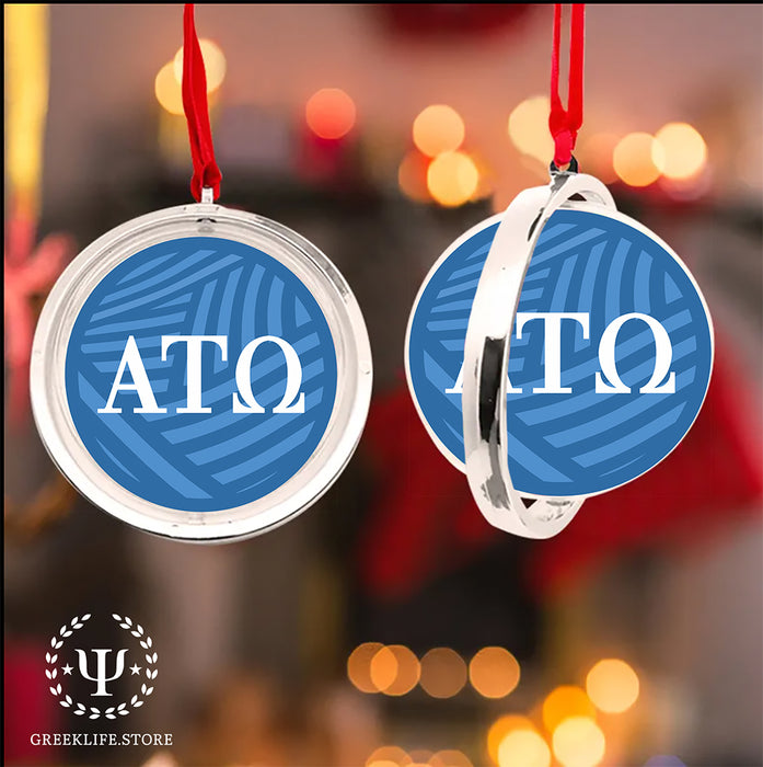 Alpha Tau Omega Christmas Reversible Flat Round Ornament