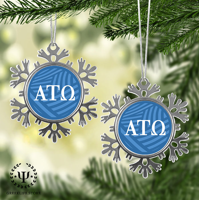 Alpha Tau Omega Christmas Ornament - Snowflake Metal
