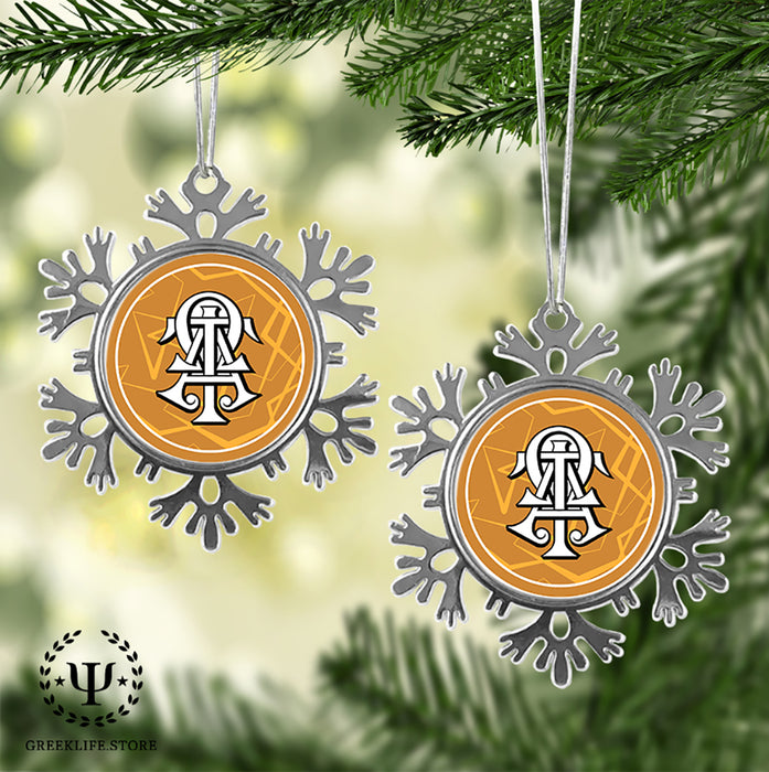 Alpha Tau Omega Christmas Ornament - Snowflake Metal