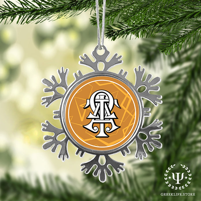 Alpha Tau Omega Christmas Ornament - Snowflake Metal