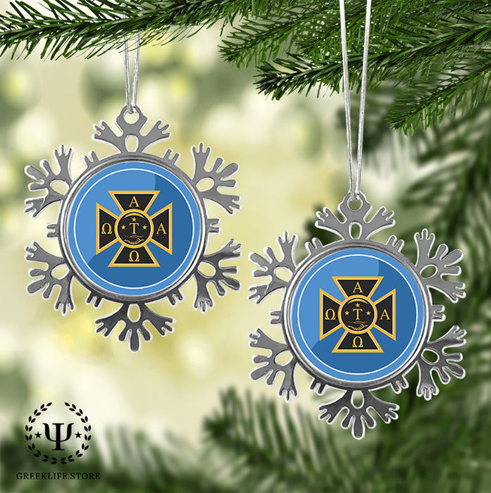 Alpha Tau Omega Christmas Ornament - Snowflake Metal