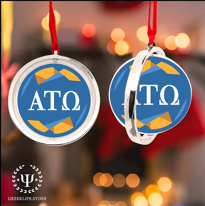 Alpha Tau Omega Christmas Reversible Flat Round Ornament