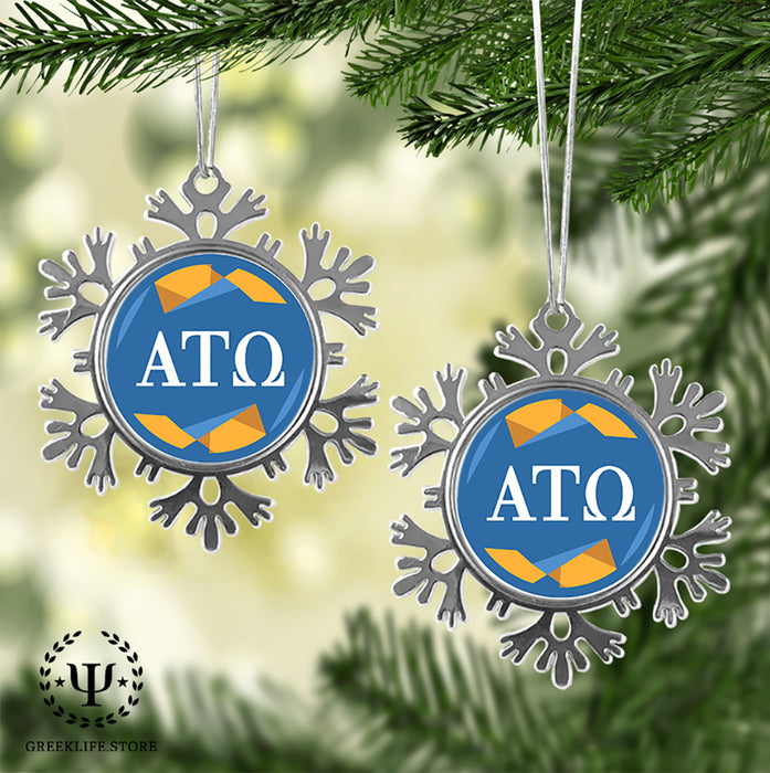 Alpha Tau Omega Christmas Ornament - Snowflake Metal