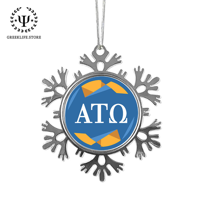 Alpha Tau Omega Christmas Ornament - Snowflake Metal