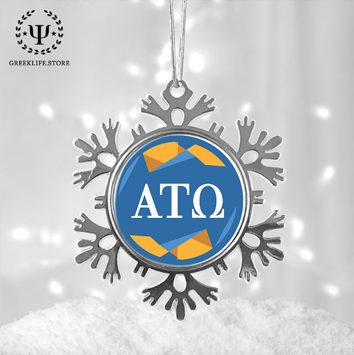 Alpha Tau Omega Christmas Ornament - Snowflake Metal