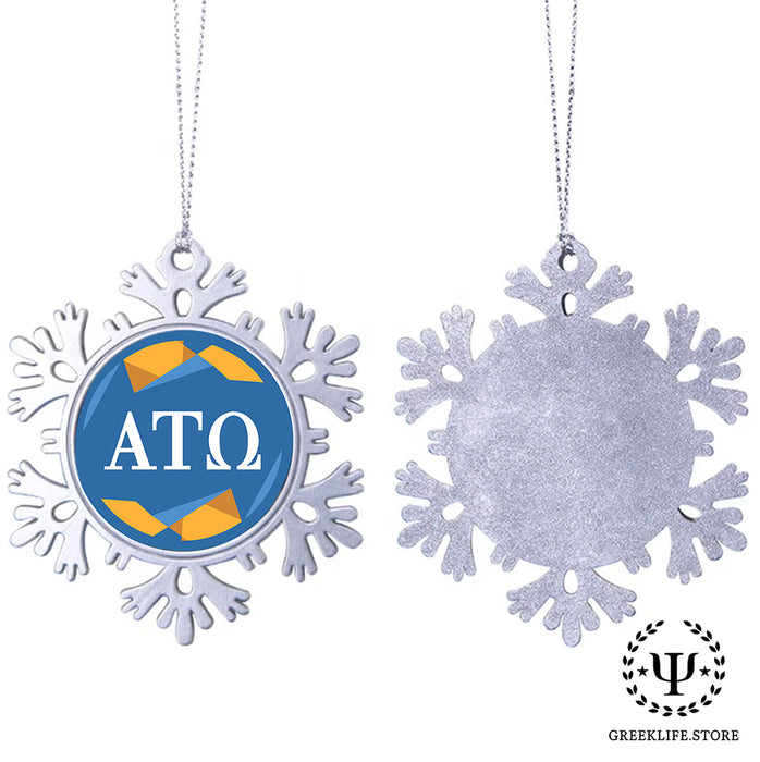 Alpha Tau Omega Christmas Ornament - Snowflake Metal