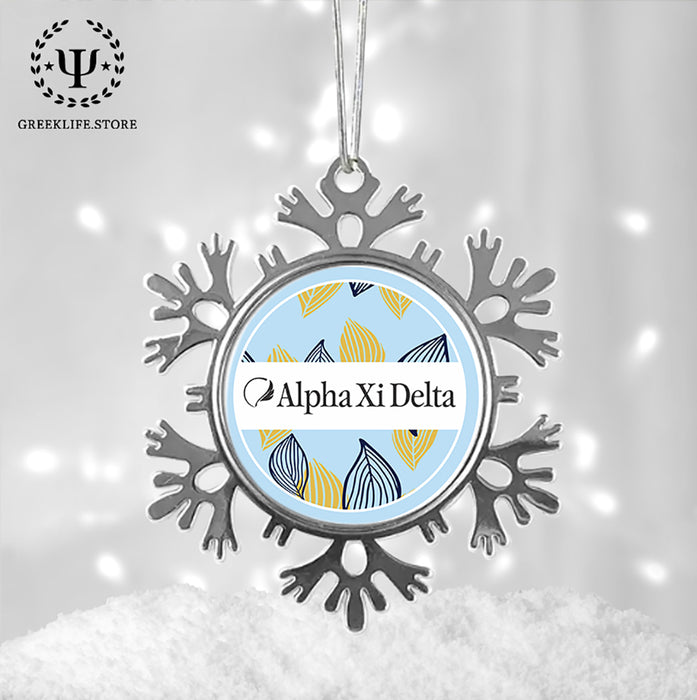 Alpha Xi Delta Christmas Ornament - Snowflake Metal