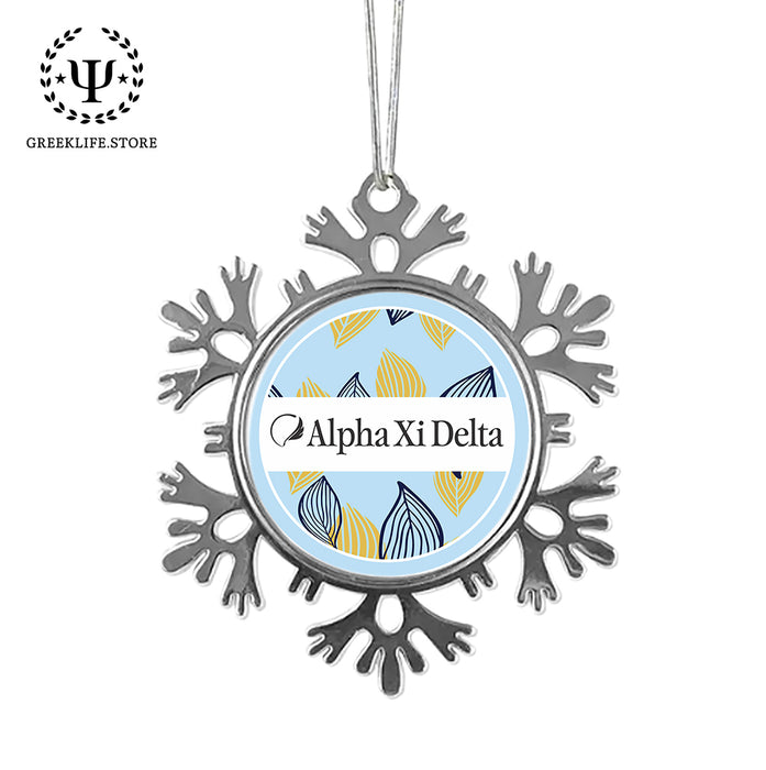 Alpha Xi Delta Christmas Ornament - Snowflake Metal