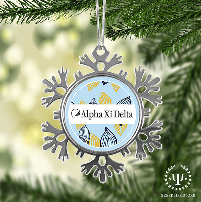 Alpha Xi Delta Christmas Ornament - Snowflake Metal