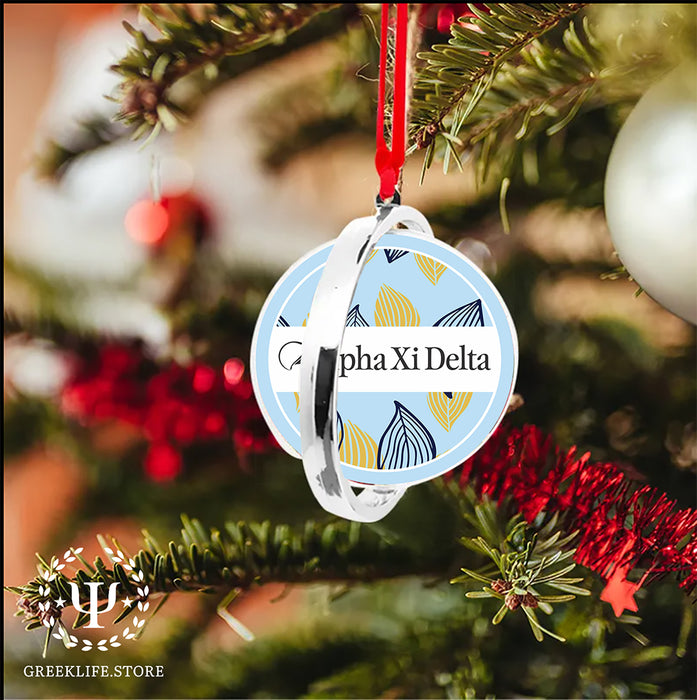 Alpha Xi Delta Christmas Reversible Flat Round Ornament