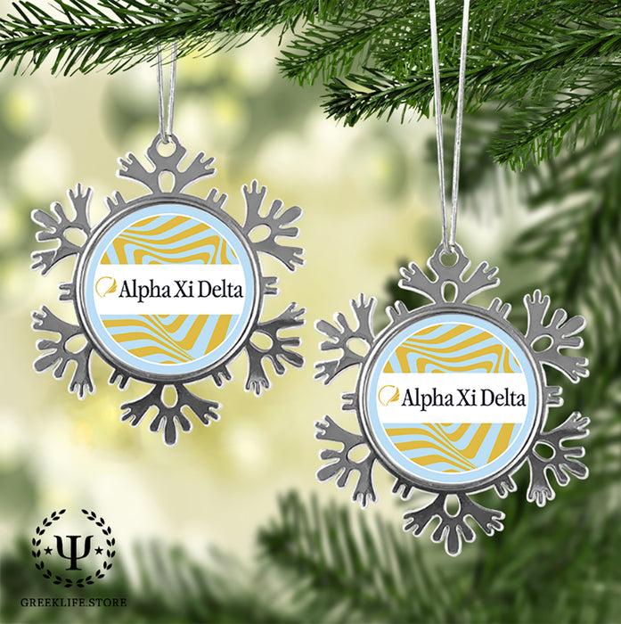 Alpha Xi Delta Christmas Ornament - Snowflake Metal