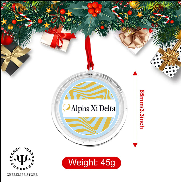Alpha Xi Delta Christmas Reversible Flat Round Ornament