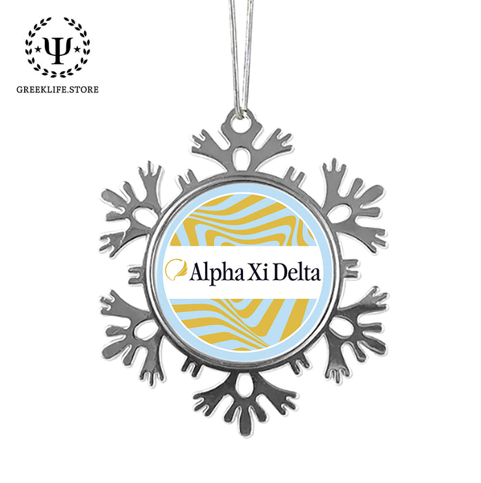 Alpha Xi Delta Christmas Ornament - Snowflake Metal