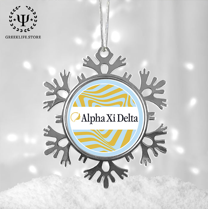 Alpha Xi Delta Christmas Ornament - Snowflake Metal