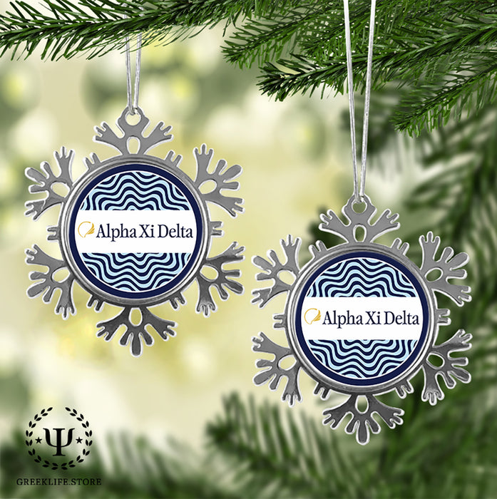 Alpha Xi Delta Christmas Ornament - Snowflake Metal